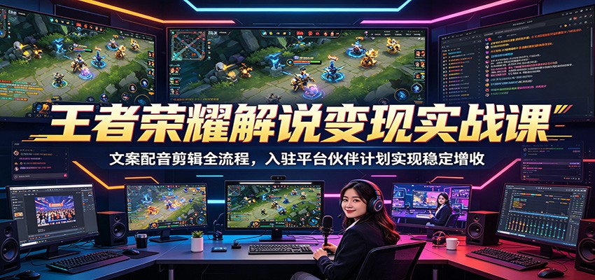 王者荣耀解说变现实战课:文案配音剪辑全流程,入驻平台伙伴计划实现稳定增收-鼎铸网