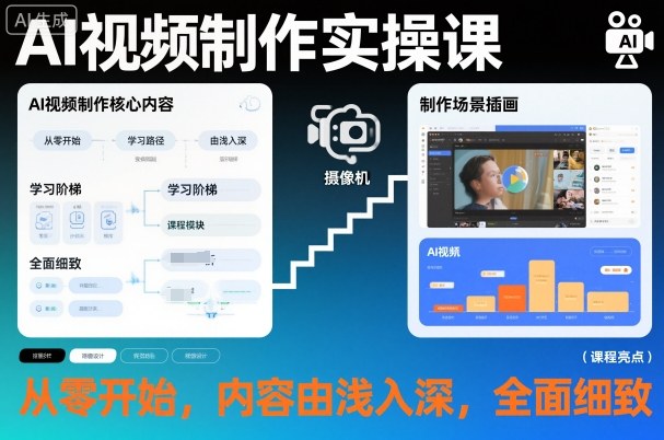 624cddaa0c88f143ab15edd44627aa7b.jpeg AI视频制作实操课,从零开始,内容由浅入深,全面细致