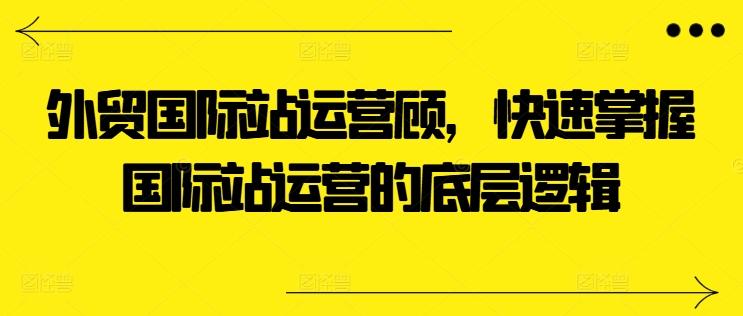 外贸国际站运营顾问，快速掌握国际站运营的底层逻辑-鼎铸网