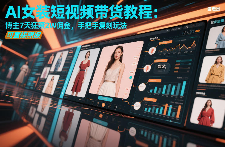 627daaff1e7f1663e25bf623c8c38981.jpeg AI女装短视频带货教程:博主7天狂賺2W佣金,手把手复刻玩法,可直接照搬