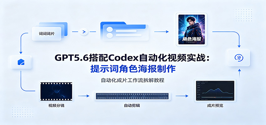 GPT5.6搭配Codex自动化视频实战：提示词角色海报制作，自动化成片工作流拆解教程-鼎铸网
