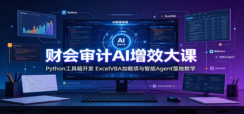 财会审计AI增效大课：Python工具箱开发，ExcelVBA加载项与智能Agent落地教学-鼎铸网