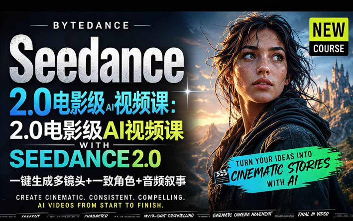 630098cb1459d8a1869b1be0841dfd9b.jpeg 字节跳动的Seedance 2.0 AI电影视频生成制作教程,一键生成多镜头+一致角色+音频叙事-中英字幕