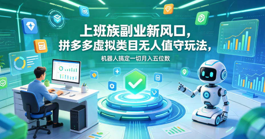 上班族副业新风口,拼多多虚拟类目无人值守玩法,机器人搞定一切月入五位数【揭秘】-鼎铸网