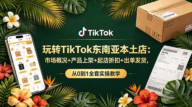 玩转TikTok东南亚本土店：市场概况+产品上架+起店折扣+出单发货，从0到1全套实操教学-鼎铸网