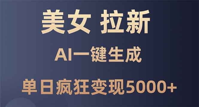 美女暴力拉新，通过AI一键生成，单日疯狂变现5000+，纯小白一学就会！-鼎铸网