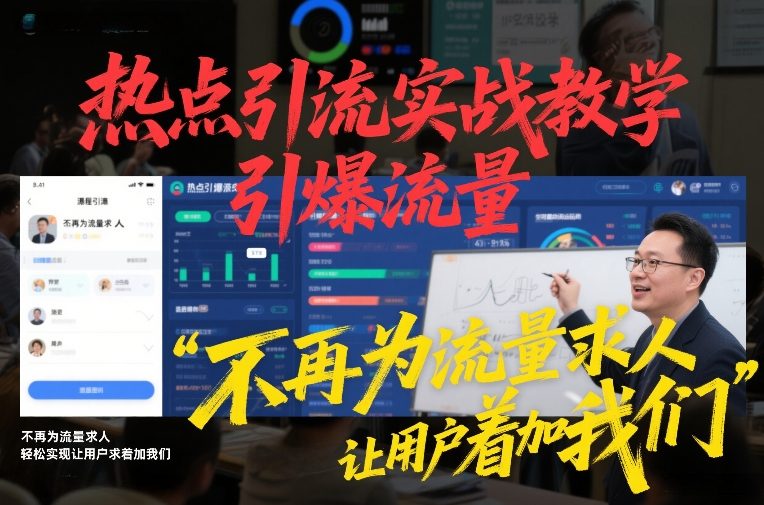 热点引流实战教学，引爆流量，不再为流量求人，轻松实现让用户求着加我们-鼎铸网
