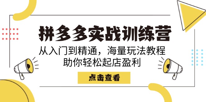 拼多多实战训练营，从入门到精通，海量玩法教程，助你轻松起店盈利-鼎铸网