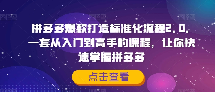 64b3c5baca6be36bdd8c69e450a91456.jpeg 拼多多爆款打造标准化流程2.0,一套从入门到高手的课程,让你快速掌握拼多多