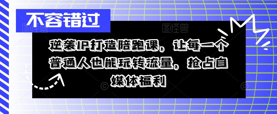 657833513fa83b9b43cea89d728bc6f1.jpeg 逆袭IP打造陪跑课,让每一个普通人也能玩转流量,抢占自媒体福利