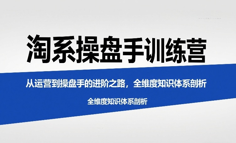 淘系操盘手训练营，​从运营到操盘手的进阶之路，全维度知识体系剖析(更新)-鼎铸网