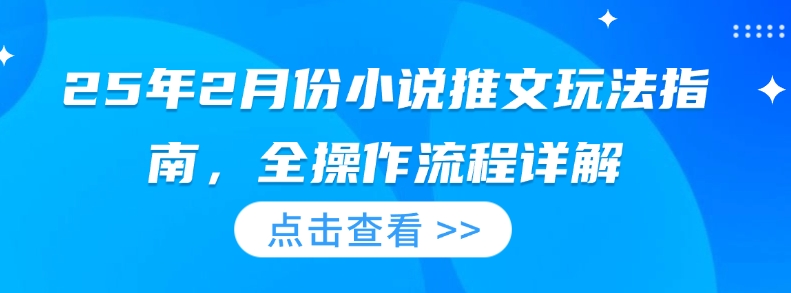 25年2月份小说推文玩法指南，全操作流程详解-鼎铸网