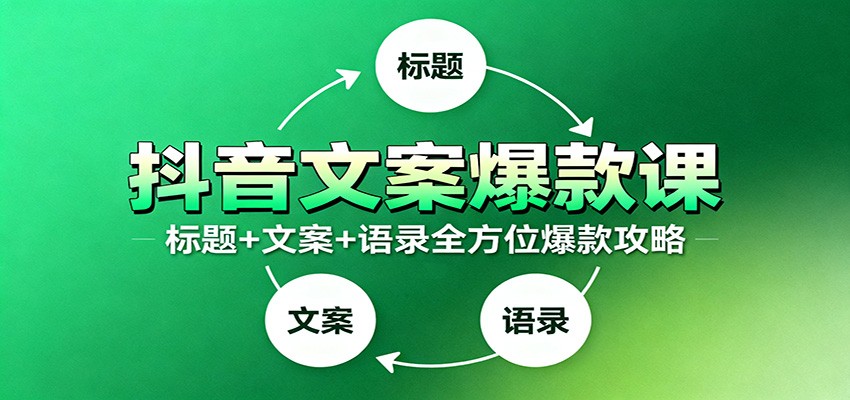 抖音文案爆款课：9大标题绝招，各类型必火文案，100条万能文案情感语录-鼎铸网