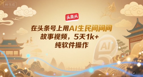 66da9f7934c71111d2ec71f28d6df0f0.jpeg 在头条号上用AI生民间故事视频,5天1k+,纯软件操作