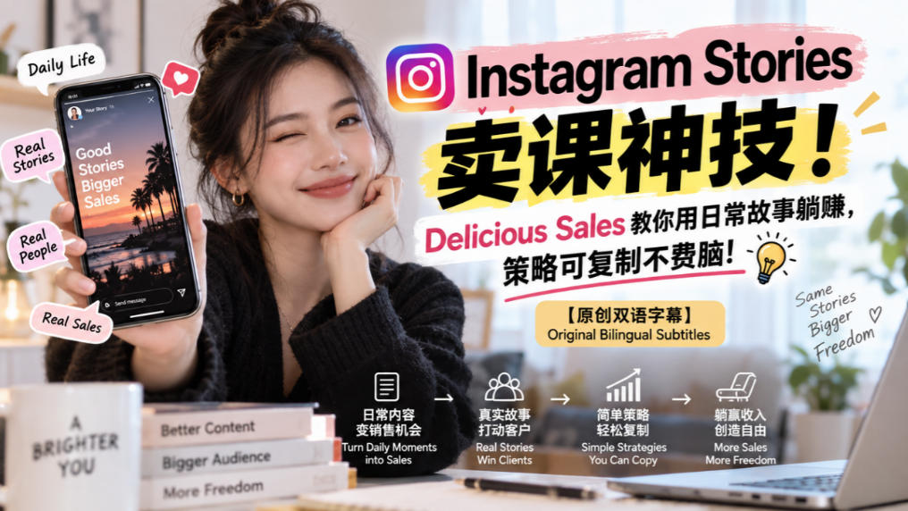 Instagram Stories卖课神技!Delicious Sales教你用日常故事躺賺,策略可复制不费脑!【原创双语字幕】-鼎铸网