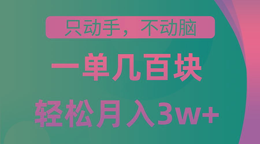 只动手不动脑，一单几百块，轻松月入3w+，看完就能直接操作，详细教程-鼎铸网
