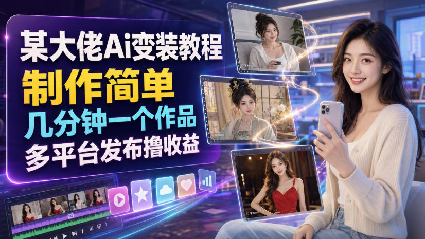 某大佬Ai变装教程,制作简单,几分钟一个作品,多平台发布撸收益-鼎铸网