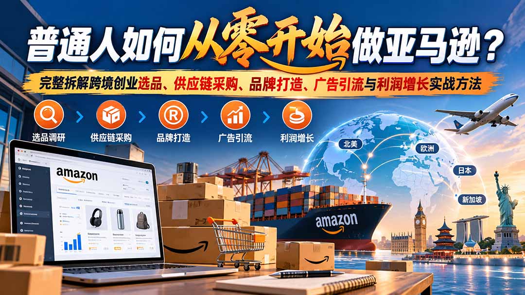 普通人如何从零开始做亚马逊?完整拆解跨境创业选品、供应链采购、品牌打造、广告引流与利润增长实战方法-鼎铸网