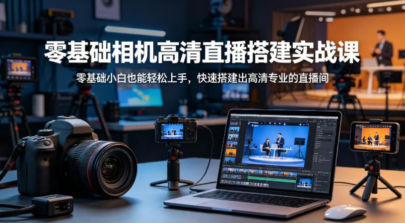 零基础相机高清直播间搭建实战课,小白也能轻松上手,快速搭建出高清专业的直播间-鼎铸网