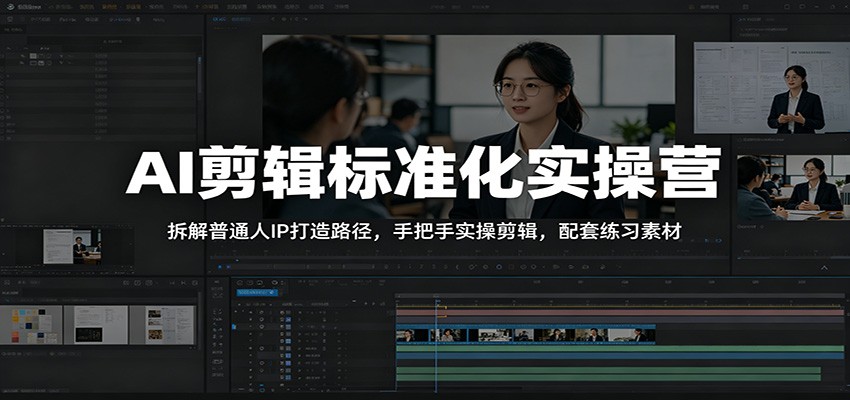 AI剪辑标准化实操营：拆解普通人IP打造路径，手把手实操剪辑，配套练习素材-鼎铸网