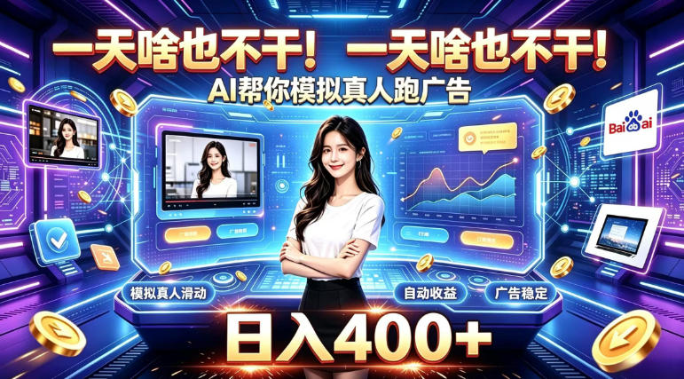685e6203ba88a20c16b5851d0ec2b3a2.jpeg 一天啥也不干!AI帮你模拟真人跑广告,稳定日入400+,实现真正被动变现【揭秘】