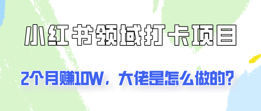 通过小红书领域打卡项目2个月赚10W，大佬是怎么做的？-鼎铸网