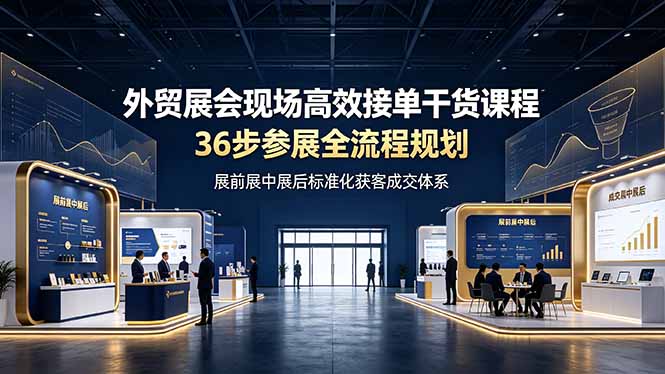 689e2bfabcfee63c5c471d6f73bf3a81.jpeg 外贸展会现场高效接单干货课程,36步参展全流程规划,展前展中展后标准化获客成交体系