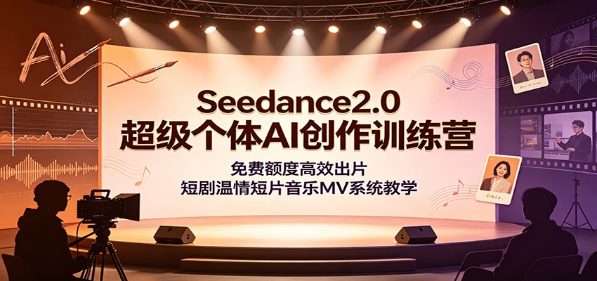 Seedance2.0超级个体AI创作训练营：免费额度高效出片，短剧温情短片音乐MV系统教学-鼎铸网