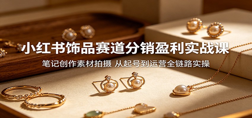 小红书饰品赛道分销盈利实战课：笔记创作素材拍摄，从起号到运营全链路实操-鼎铸网