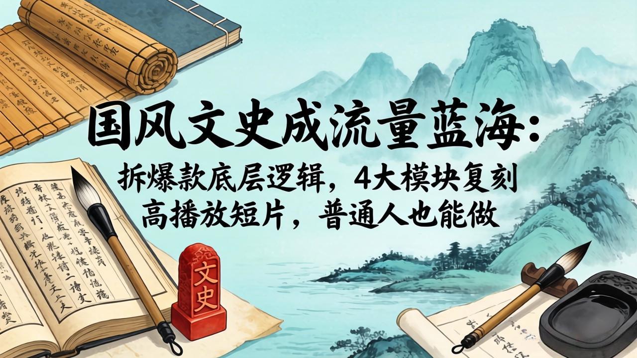 693a46e15413dfbee9a62560f5b28f16.jpeg 国风文史成流量蓝海:拆爆款底层逻辑,4大模块复刻高播放短片,普通人也能做