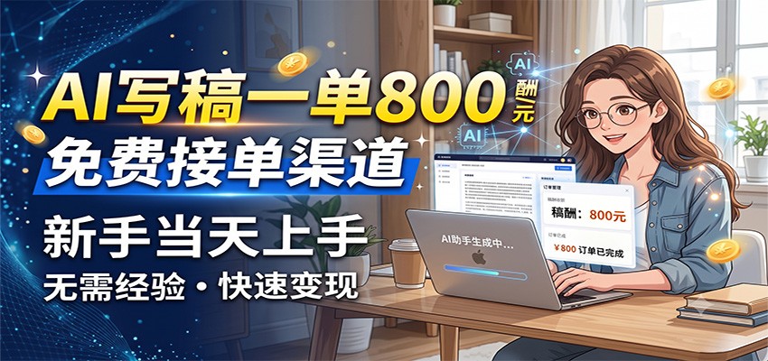 AI写稿一单800,免费接单渠道,一单一结几十到上千,新手当天上手-鼎铸网