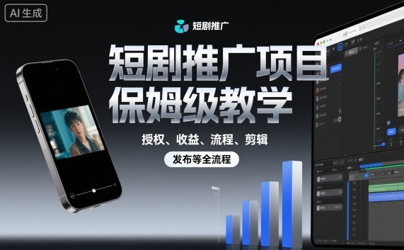 短剧推广项目保姆级教学,授权、收益、流程、剪辑,发布等全流程-鼎铸网