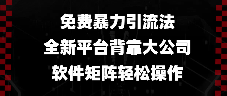 免费暴力引流法，全新平台，背靠大公司，软件矩阵轻松操作-鼎铸网