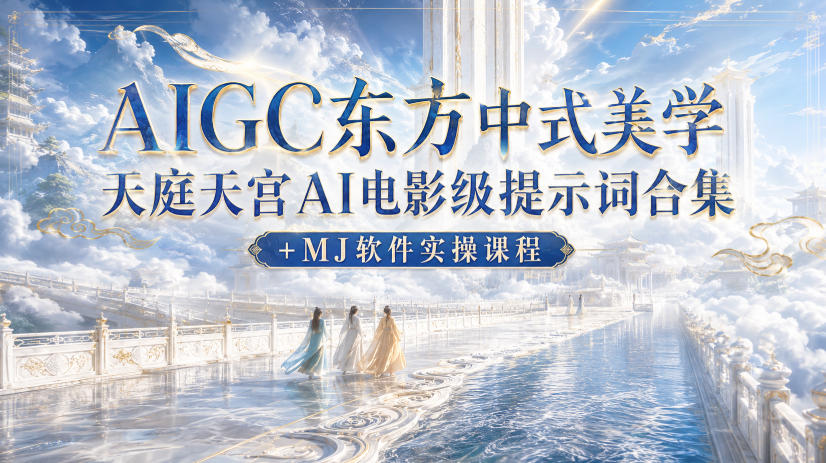 AIGC东方中式美学天庭天宫AI电影级提示词合集+MJ软件实操课程-鼎铸网