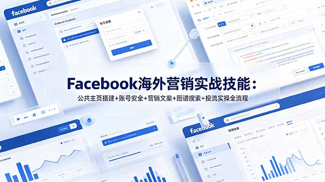 Facebook海外营销实战技能:公共主页搭建+账号安全+营销文案+图谱搜索+投流实操全流程-鼎铸网