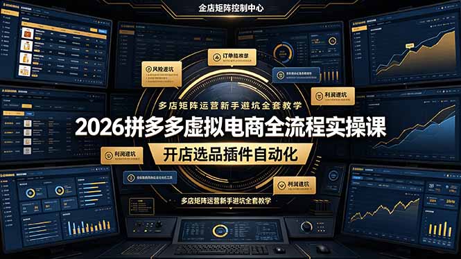 2026拼多多虚拟电商全流程实操课，开店选品插件自动化，多店矩阵运营新手避坑全套教学-鼎铸网
