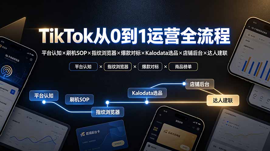 6a54728b30931700c3797c071d34579c.jpeg TikTok从0到1运营全流程-更新:平台认知×刷机SOP×指纹浏览器×爆款对标×Kalodata选品×店铺后台×达人建联