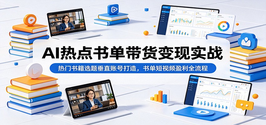 AI热点书单带货变现实战：热门书籍选题垂直账号打造，书单短视频盈利全流程-鼎铸网