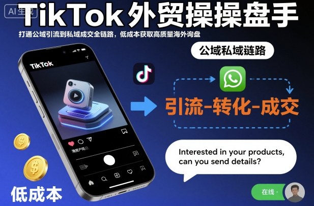TikTok外贸操盘手,打通公域引流到私域成交全链路,低成本获取高质量海外询盘-鼎铸网