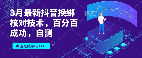 3月最新抖音换绑核对技术，百分百成功，自测-鼎铸网