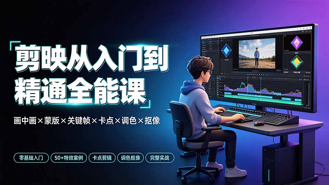 6b2be1eb2f5bc2e60c7799b952dc39bf.jpeg 剪映从入门到精通全能课:画中画×蒙版×关键帧×卡点×调色×抠像,一站式掌握剪辑核心技能