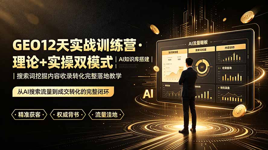 GEO12天实战训练营·理论+实操双模式|AI知识库搭建|搜索词挖掘内容收录转化完整落地教学-鼎铸网