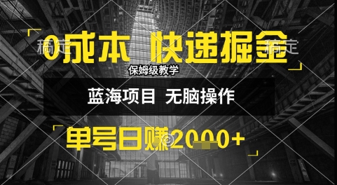 0成本快递掘金玩法，日入1k+，小白30分钟上手，收益嘎嘎猛【揭秘】-鼎铸网
