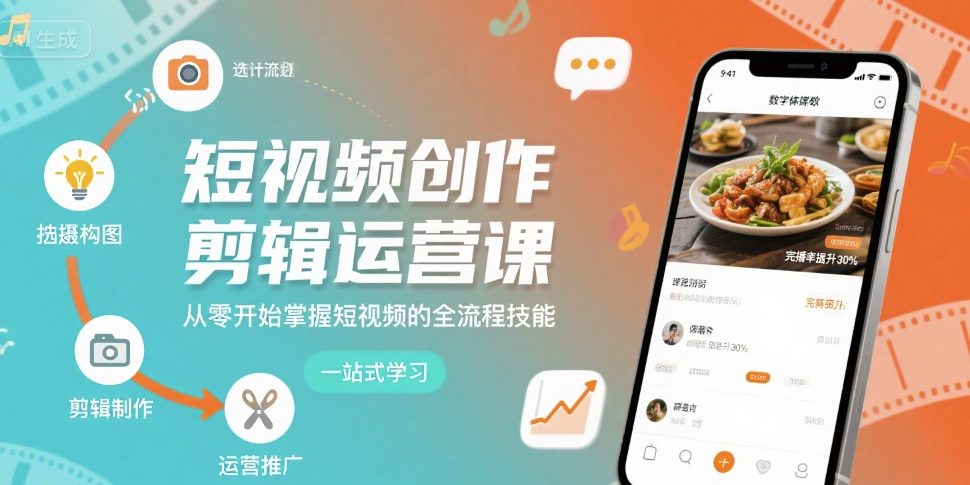 6c22ef21559f066ad169b38b6e625fa0.jpeg 短视频创作剪辑运营课,从零开始掌握短视频的全流程技能