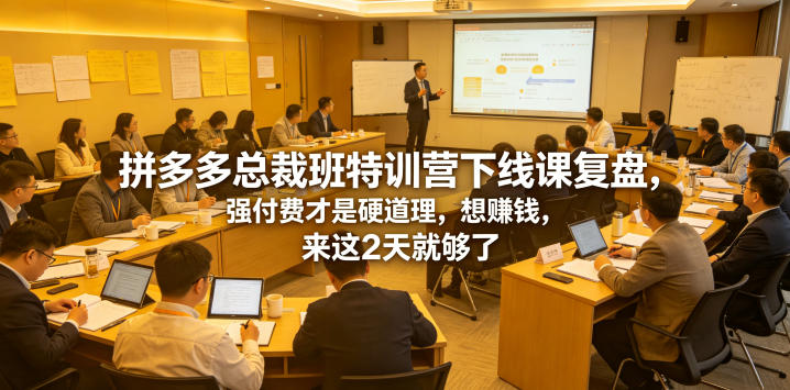 拼多多总裁班特训营下线课复盘，强付费才是硬道理，想賺钱，来这2天就够了-鼎铸网