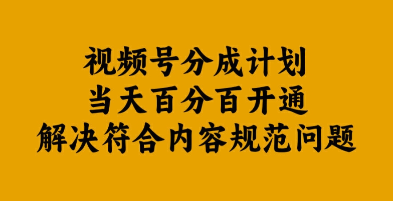 视频号分成计划当天百分百开通解决符合内容规范问题【揭秘】-鼎铸网