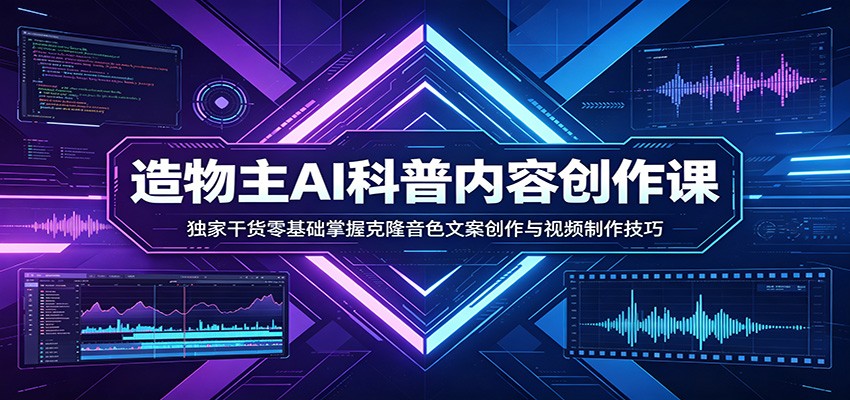 AI科普内容创作课:独家干货零基础掌握克隆音色文案创作与视频制作技巧-鼎铸网