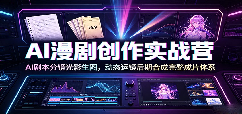 AI漫剧创作实战营:AI剧本分镜光影生图,动态运镜后期合成完整成片体系-鼎铸网