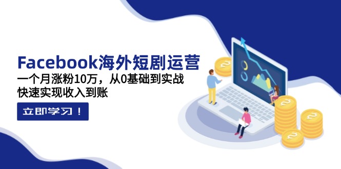 Facebook海外短剧运营：一个月涨粉10万，从0基础到实战，快速实现收入到账-鼎铸网