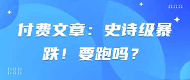 付费文章：史诗级暴跌！要跑吗？-鼎铸网
